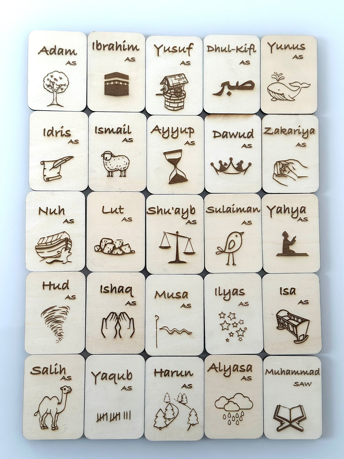 25 Propheten im Islam – Karten aus Holz