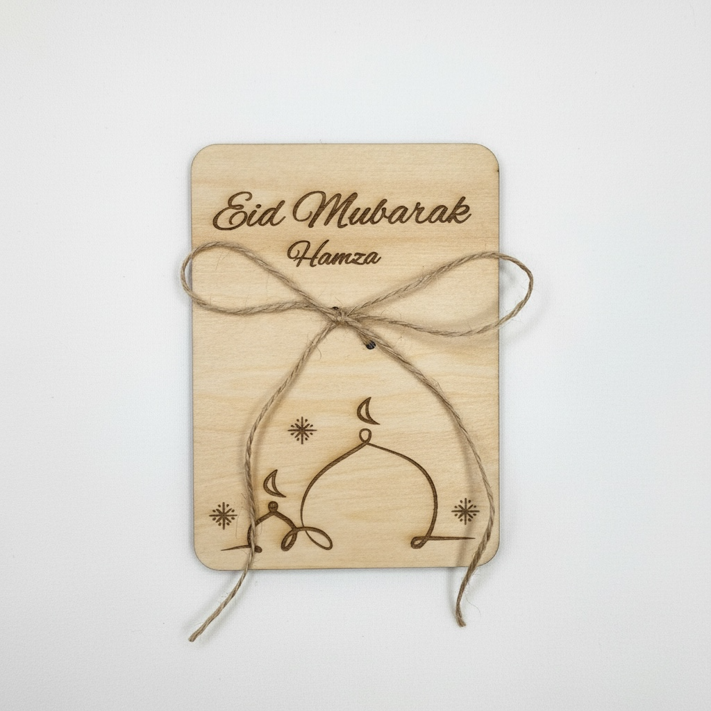 Personalisierte Geldgeschenk aus Holz - Eid Mubarak