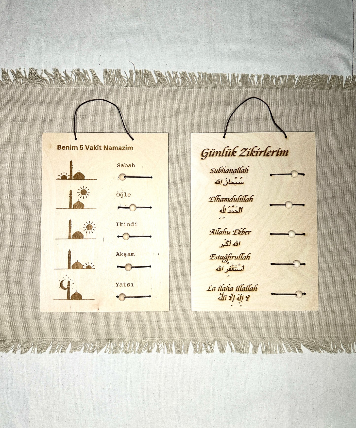 2er Set Holztafeln - Wähle aus Dhikr Tafel, Gebetstracker oder Tägliche Dhikr