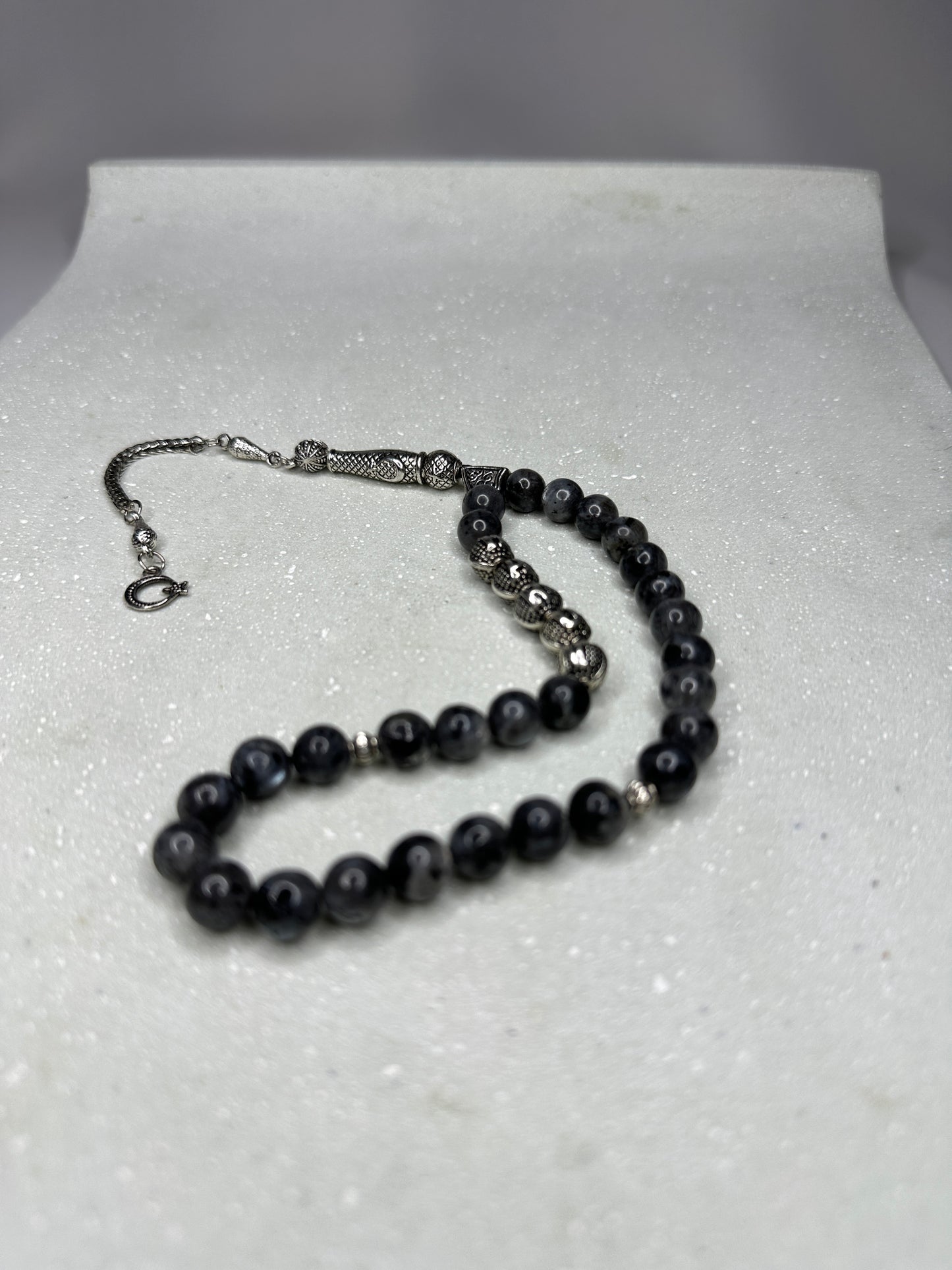 Tesbih mit Namen aus Naturstein - Onyx matt