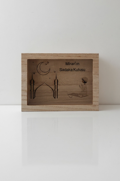 Personalisierte Sadaqa Box - dekorative Spendenbox aus Holz
