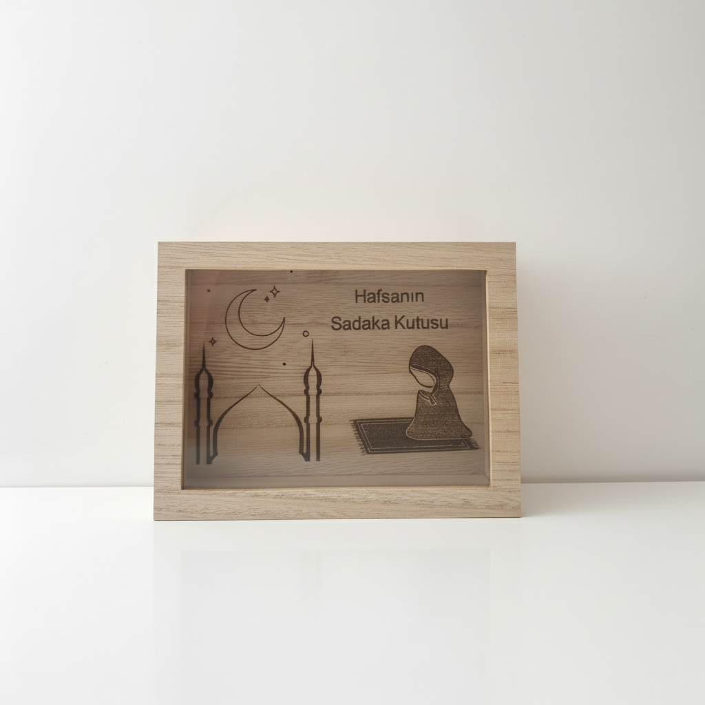Personalisierte Sadaqa Box - dekorative Spendenbox aus Holz
