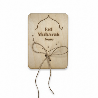 Personalisierte Geldgeschenk aus Holz - Eid Mubarak