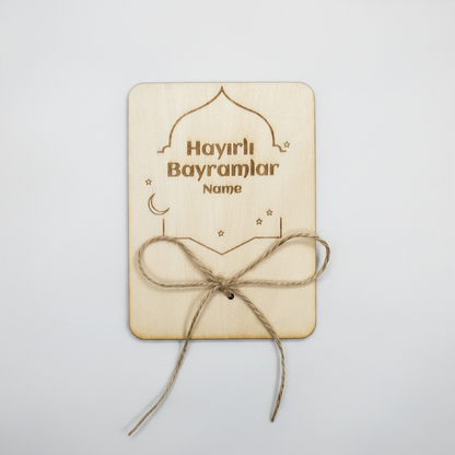 Personalisierte Geldgeschenk aus Holz - Eid Mubarak