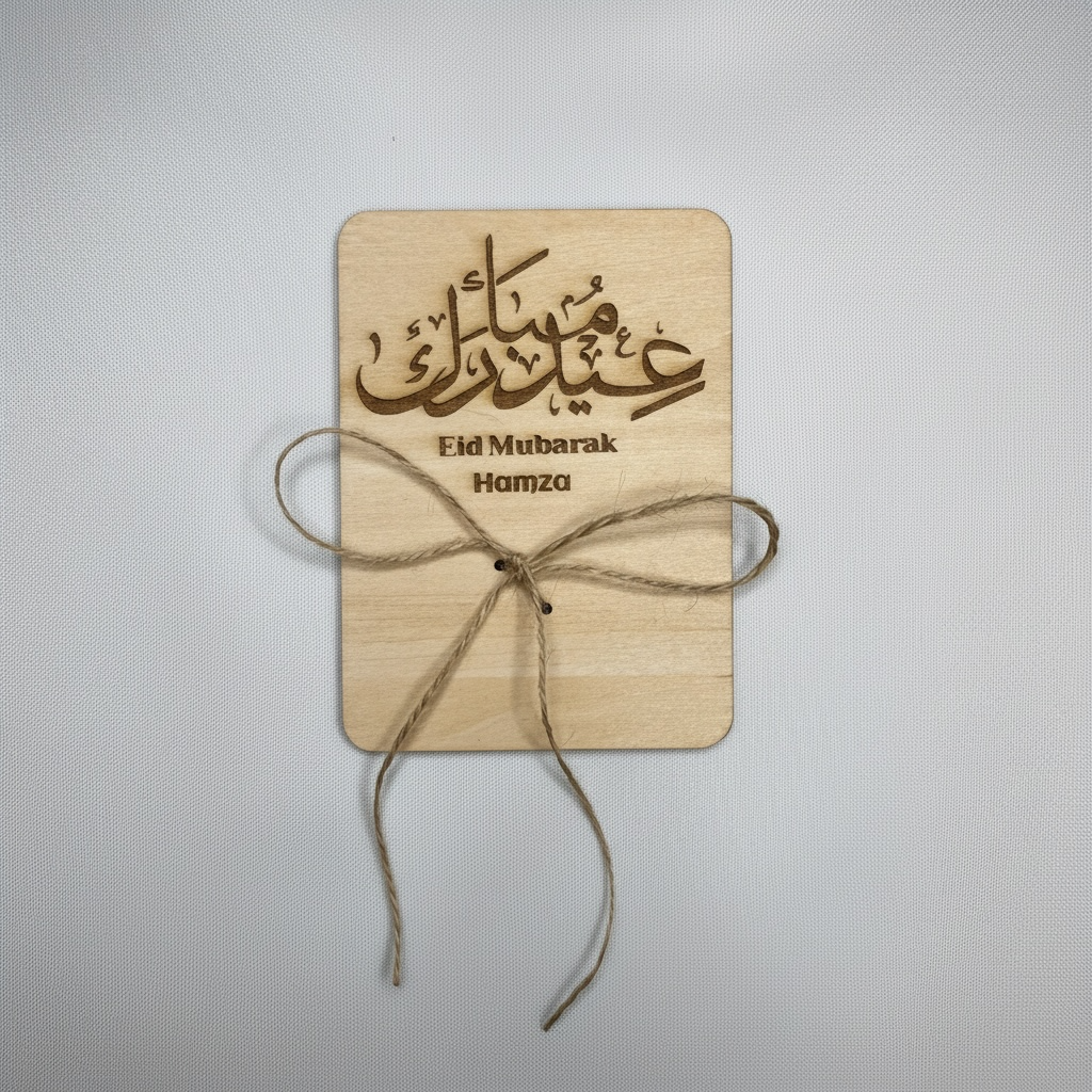 Personalisierte Geldgeschenk aus Holz - Eid Mubarak