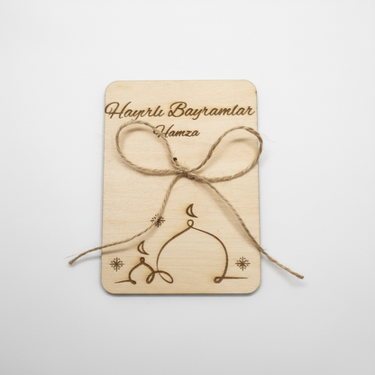 Personalisierte Geldgeschenk aus Holz - Eid Mubarak