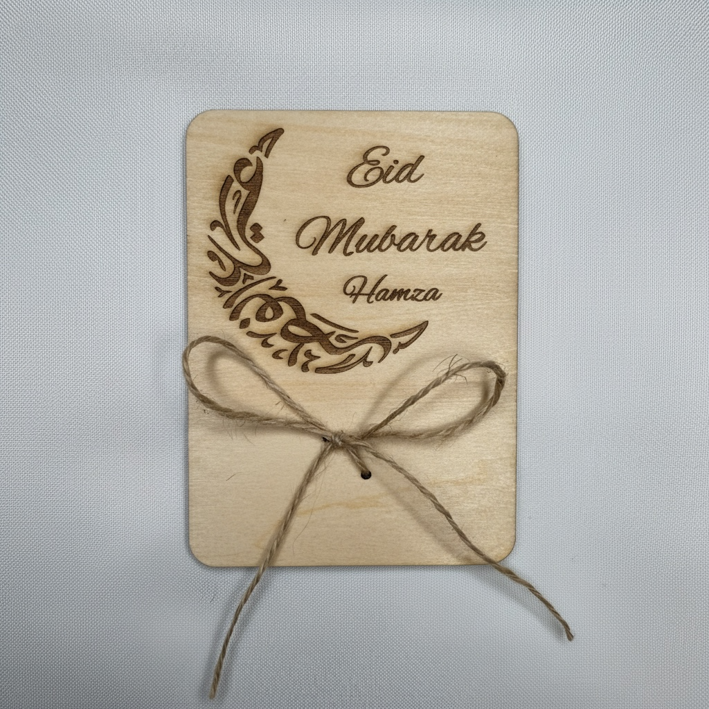 Personalisierte Geldgeschenk aus Holz - Eid Mubarak