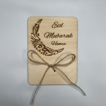 Personalisierte Geldgeschenk aus Holz - Eid Mubarak