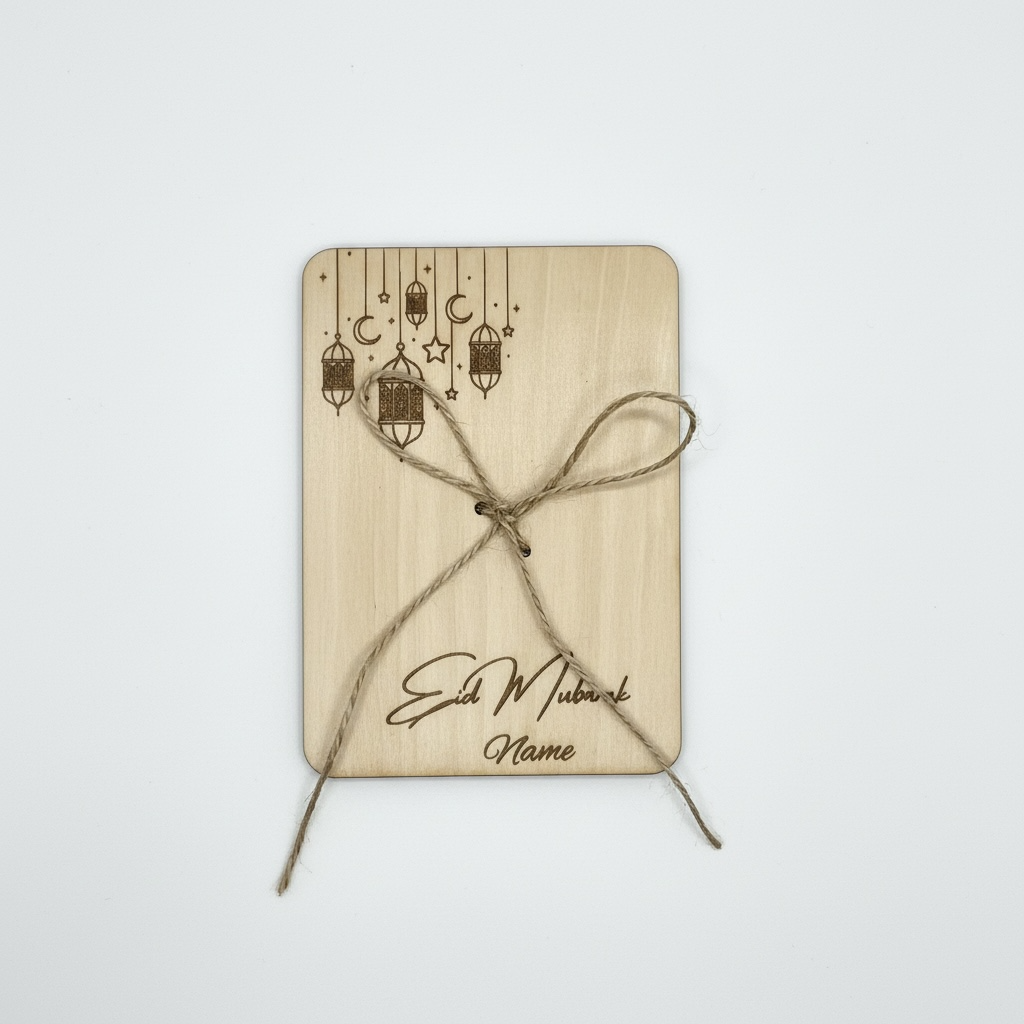 Personalisierte Geldgeschenk aus Holz - Eid Mubarak