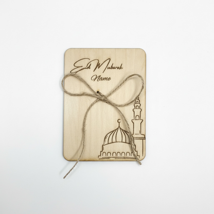 Personalisierte Geldgeschenk aus Holz - Eid Mubarak