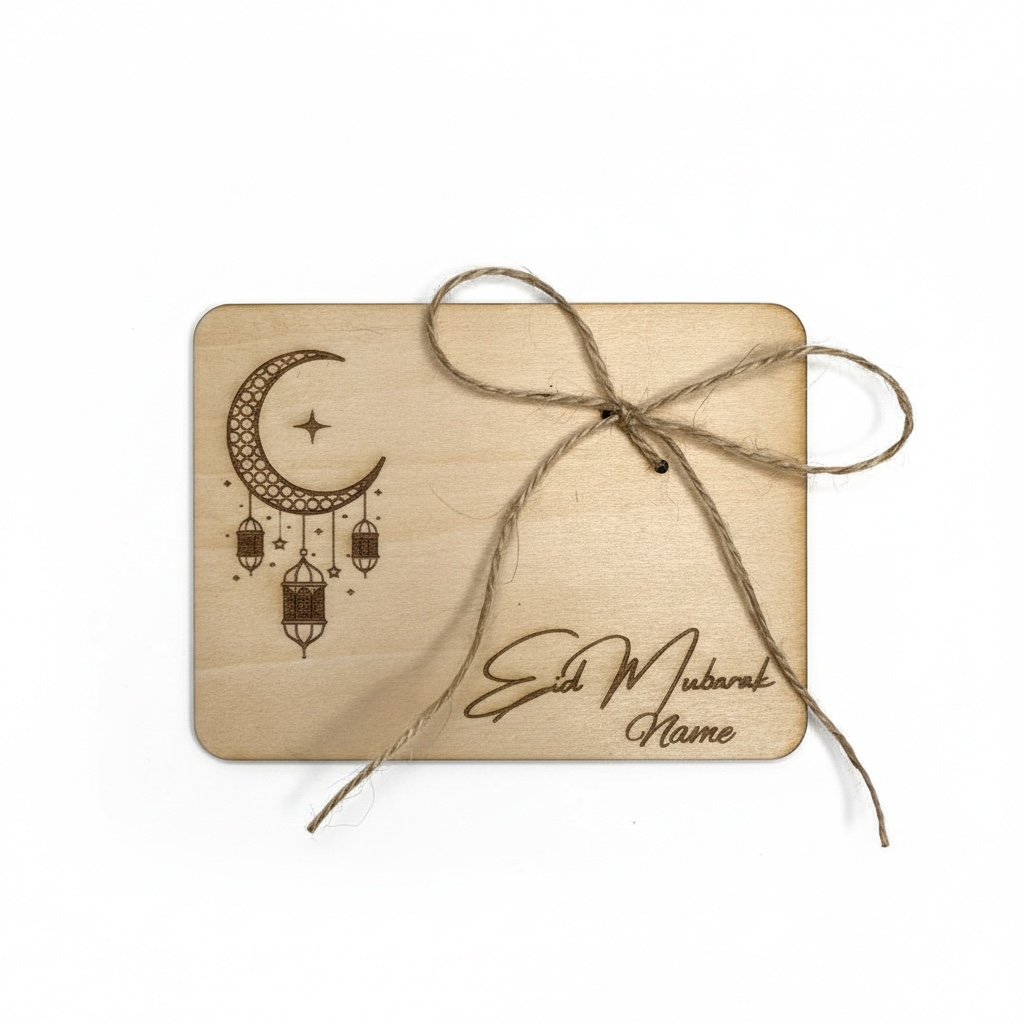 Personalisierte Geldgeschenk aus Holz - Eid Mubarak
