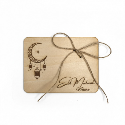 Personalisierte Geldgeschenk aus Holz - Eid Mubarak