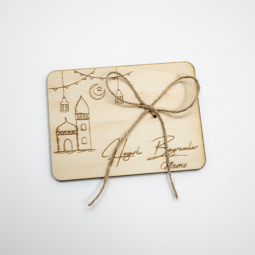 Personalisierte Geldgeschenk aus Holz - Eid Mubarak