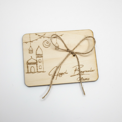 Personalisierte Geldgeschenk aus Holz - Eid Mubarak
