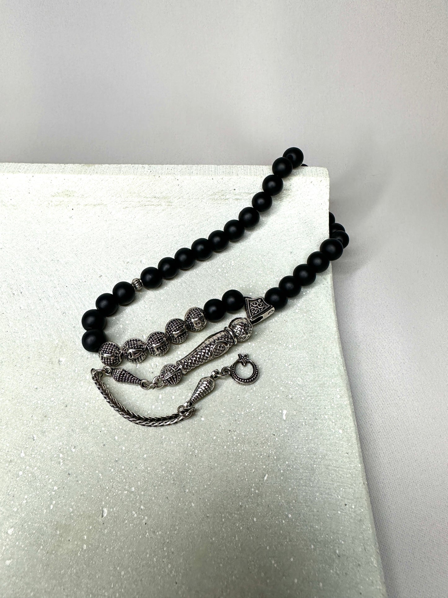 Tesbih mit Namen aus Naturstein - Onyx matt