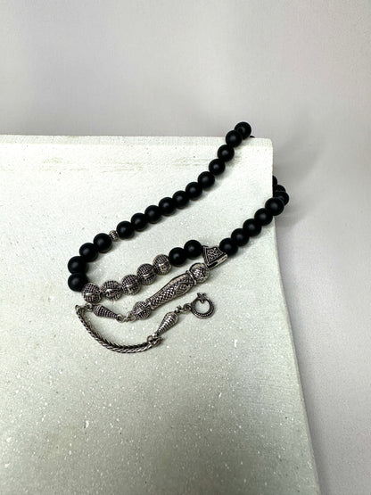 Tesbih mit Namen aus Naturstein - Onyx matt