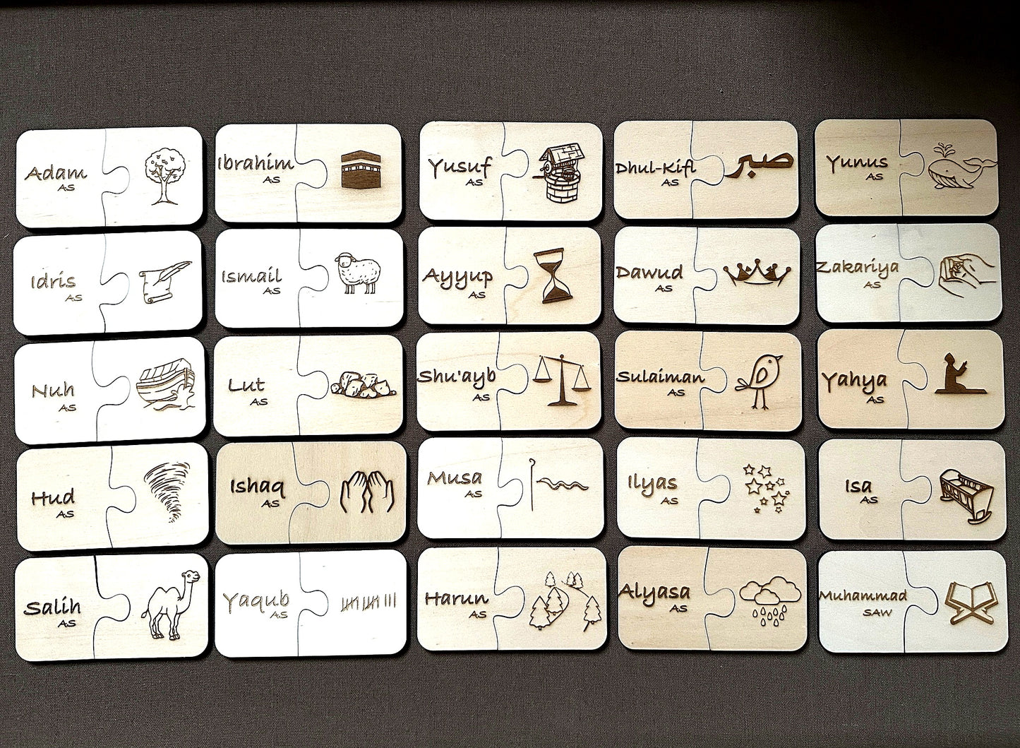 25 Propheten im Islam – Puzzle Memory aus Holz